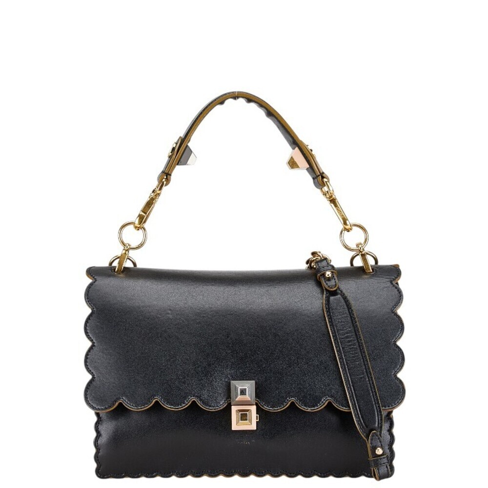 FENDI Black Leather Shoulder Bag